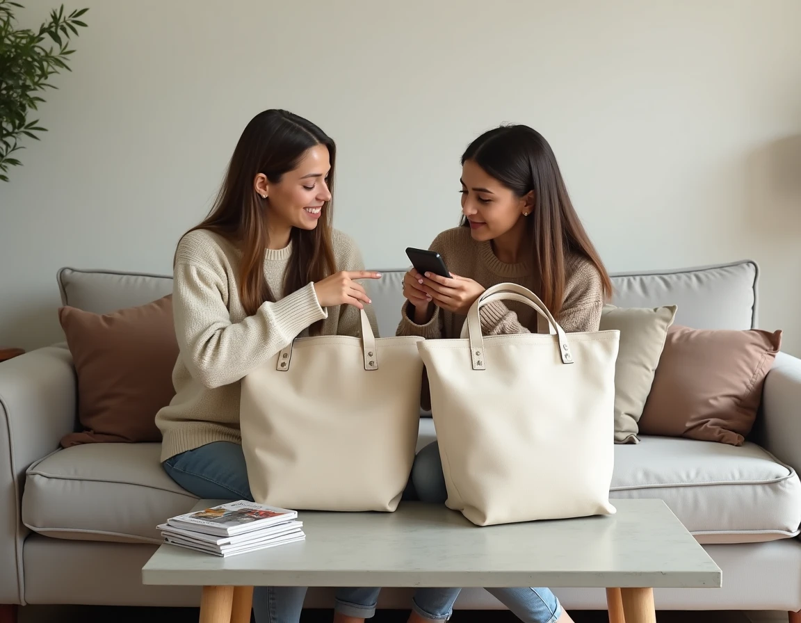 Deux femmes comparant deux sacs Neverfull pour identifier le vrai du faux Louis Vuitton