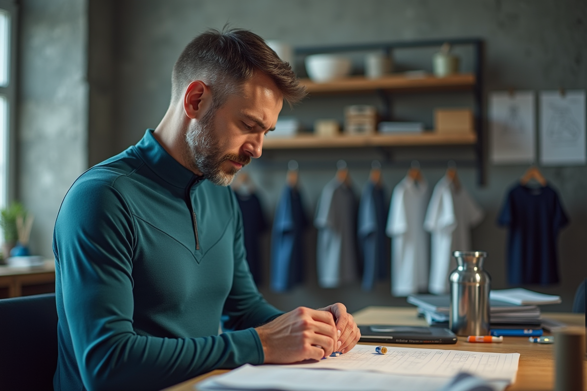 Ingénieur textile inspectant une capsule dans un vêtement technique
